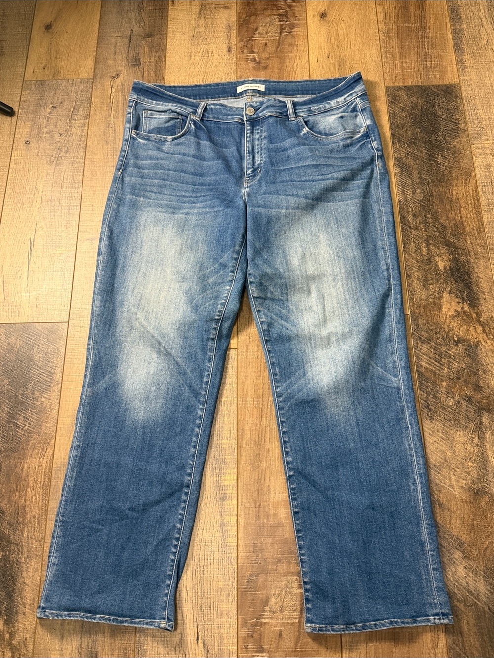 Flying Monkey Platinum Distressed  Wide Leg Stretch Jeans Style #MP7003-N Sz 20W